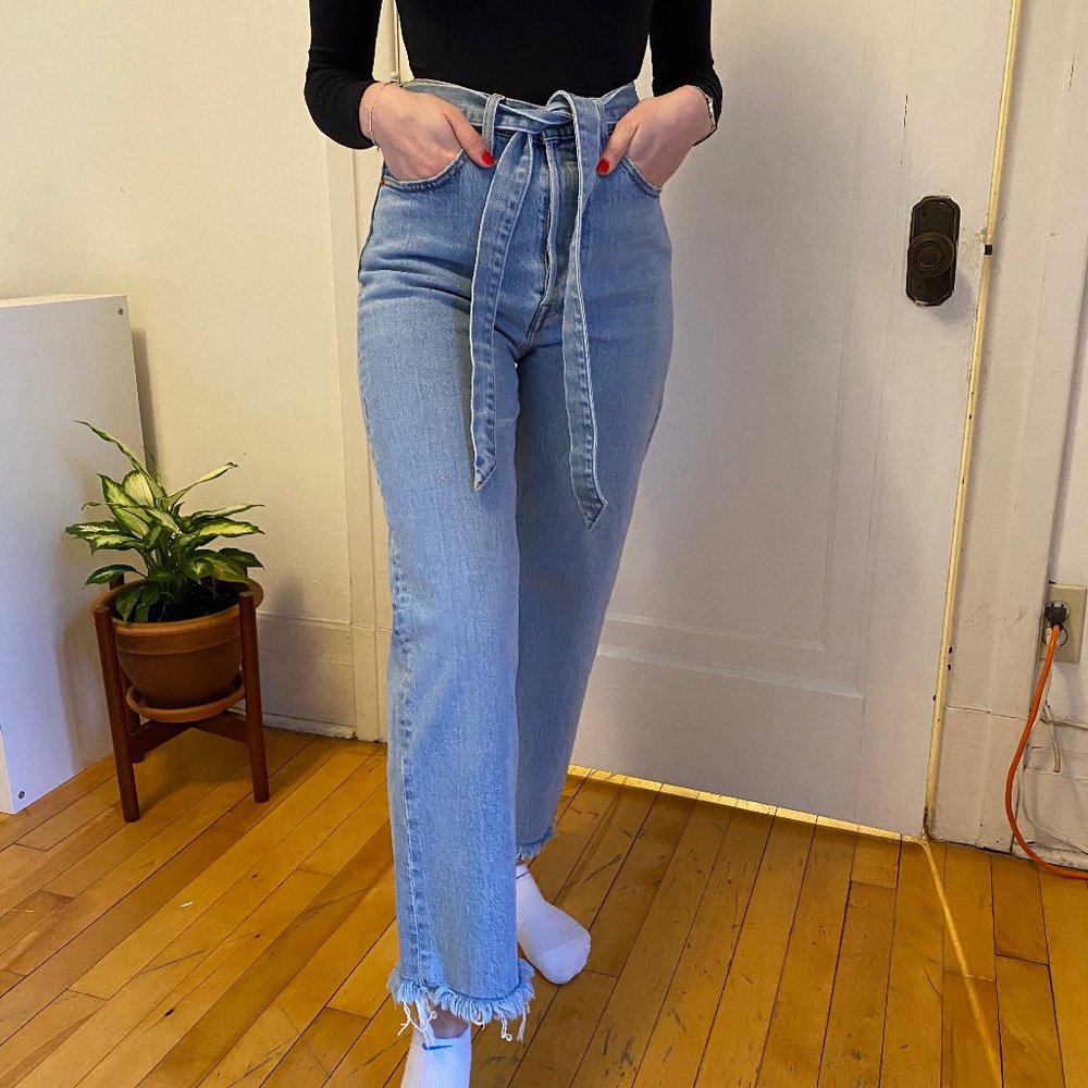 Levi's Ribcage Light Blue High-Rise Tie-Waist Jeans